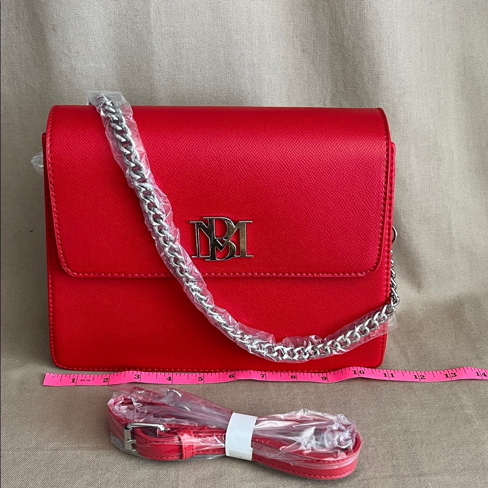 Badgley Mischka Red Crossbody Bag NWT Chain Strap Designer Purse